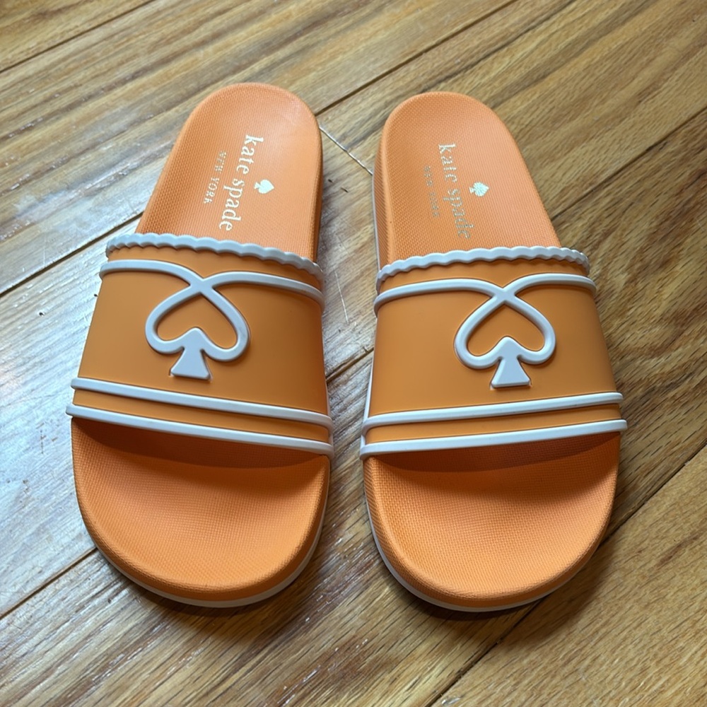 ♠️Kate Spade Brigitte Pool Slide, Sunset Blaze Orange - Picture 4 of 10